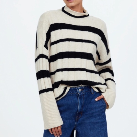 Ribbed Cashmere-Wool Blend Pullover Sweater - Picture 1 of 7